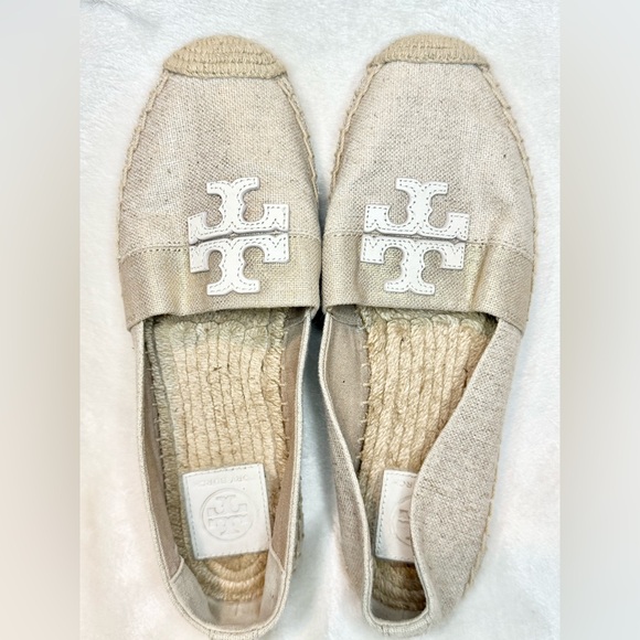 Tory Burch Cream Canvas Weston Flat Espadrilles‎ women’s shoes size 7.5 - Picture 9 of 15